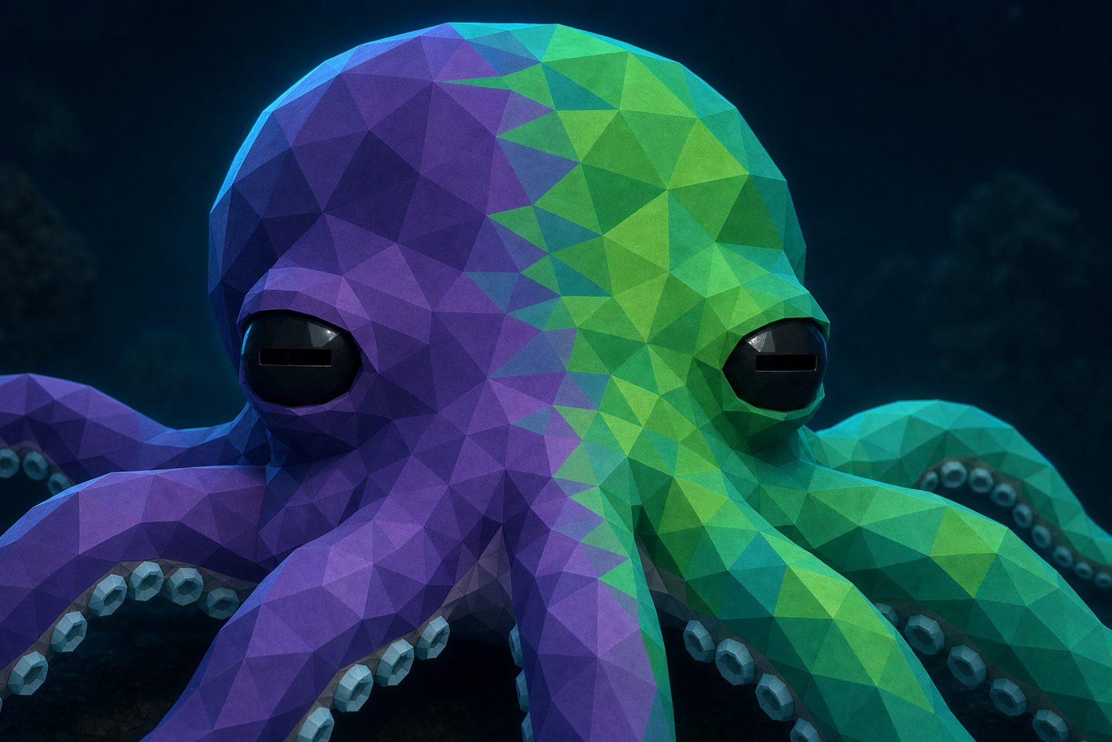OCTO changing color across its faceted skin